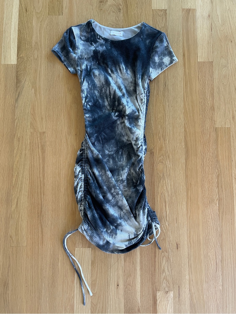 Tie-Dye Ruched Short Sleeve Dress